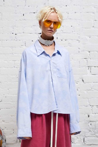 DROP NECK CROPPED SHIRT - CLOUDY BLUE