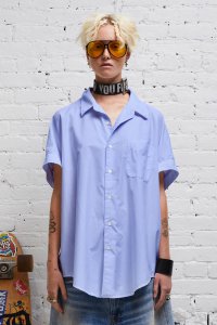 SLEEVELESS BOXY BUTTON-UP - EOE BLUE