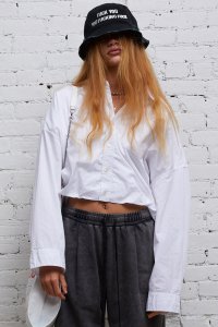 GATHERED HEM SHIRT - WHITE