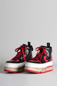 THE RIOT LEATHER HIGH TOP - RED AND BLACK