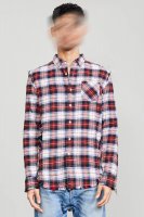 SHREDDED SEAM SHIRT - ECRU PLAID