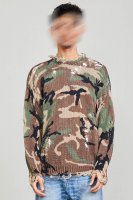 OVERSIZED DISTRESSED SWEATER - CAMO