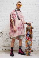 OVERSIZED BOXY SHIRTDRESS - BLEACHED RED PLAID