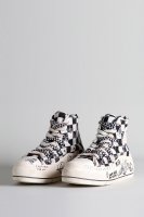 DOUBLE GROMMET KURT HIGH TOP SNEAKER - B\/W CHECKER W\/ GRAFFITI