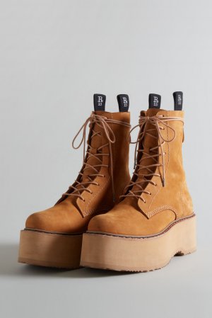 DOUBLE STACK BOOT - TAN NUBUCK