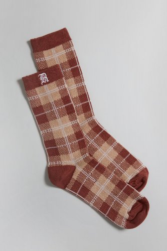 R13 PLAID SOCKS - ECRU\/RUST