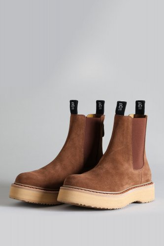 SINGLE STACK CHELSEA BOOT - BROWN SUEDE