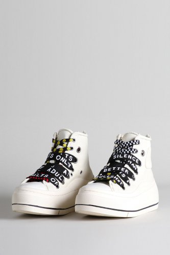 DOUBLE GROMMET KURT HIGH TOP SNEAKER - ECRU