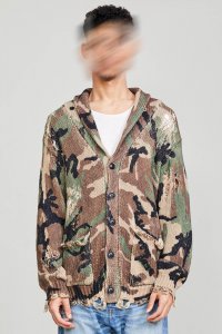 SHAWL LAPEL CARDIGAN - CAMO