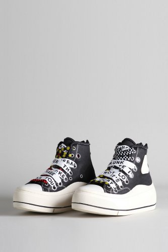 DOUBLE GROMMET KURT HIGH TOP SNEAKER - BLACK