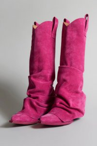 MID COWBOY BOOTS - PINK SUEDE