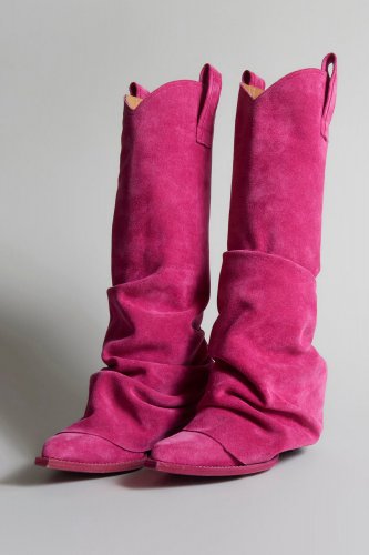 MID COWBOY BOOTS - PINK SUEDE