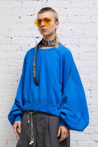 JUMBO CROPPED CREWNECK - ELECTRIC BLUE