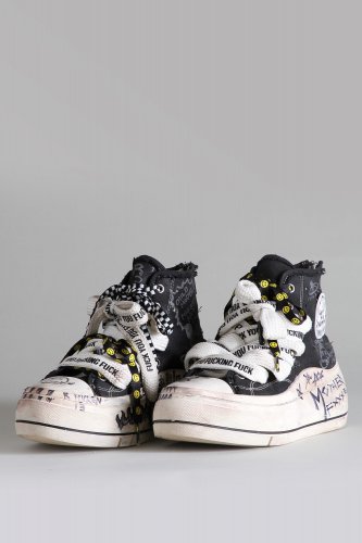 DOUBLE GROMMET KURT HIGH TOP SNEAKER - GRAFFITI BLACK