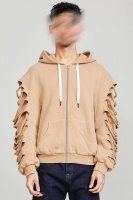 LAYERED SLASH HOODIE - KHAKI