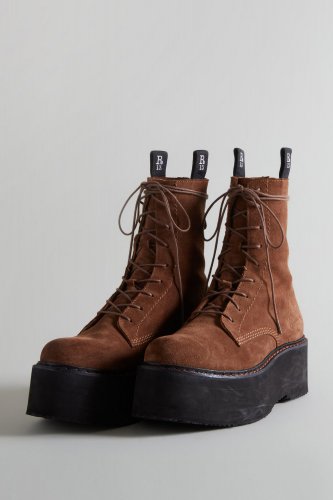 DOUBLE STACK BOOT - BROWN SUEDE