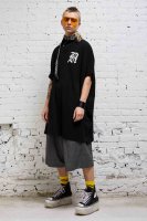 OVERSIZED LOGO POLO SHIRTDRESS - BLACK