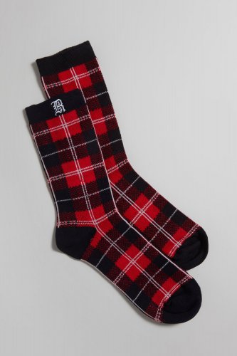 R13 PLAID SOCKS - RED\/BLACK