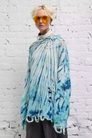 DISTRESSED OVERSIZED PULLOVER - BLUE TIE-DYE