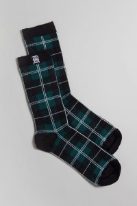 R13 PLAID SOCKS - GREEN\/BLACK