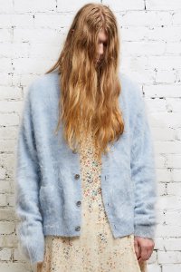 JAPANESE BRUSHED CASHMERE CARDIGAN - LIGHT BLUE