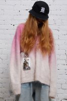 JAPANESE BRUSHED CASHMERE DIP DYED SWEATER - PINK OMBRE