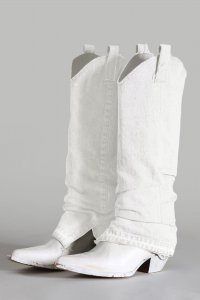 MID COWBOY BOOT WITH SLEEVE - WHITE DENIM